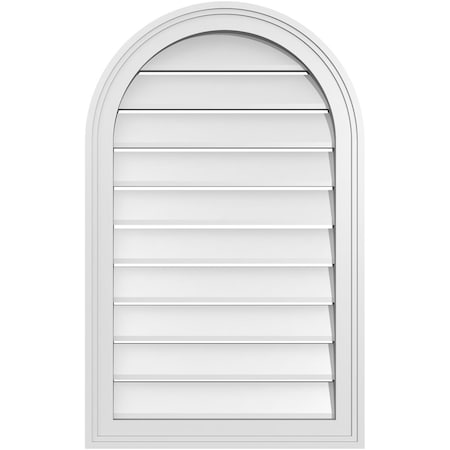 Ekena Millwork Round Top Surface Mount PVC Gable Vent: Functional, w/ 2"W x 1-1/2"P Brickmould Frame, 20"W x 32"H GVPRT20X3202SF